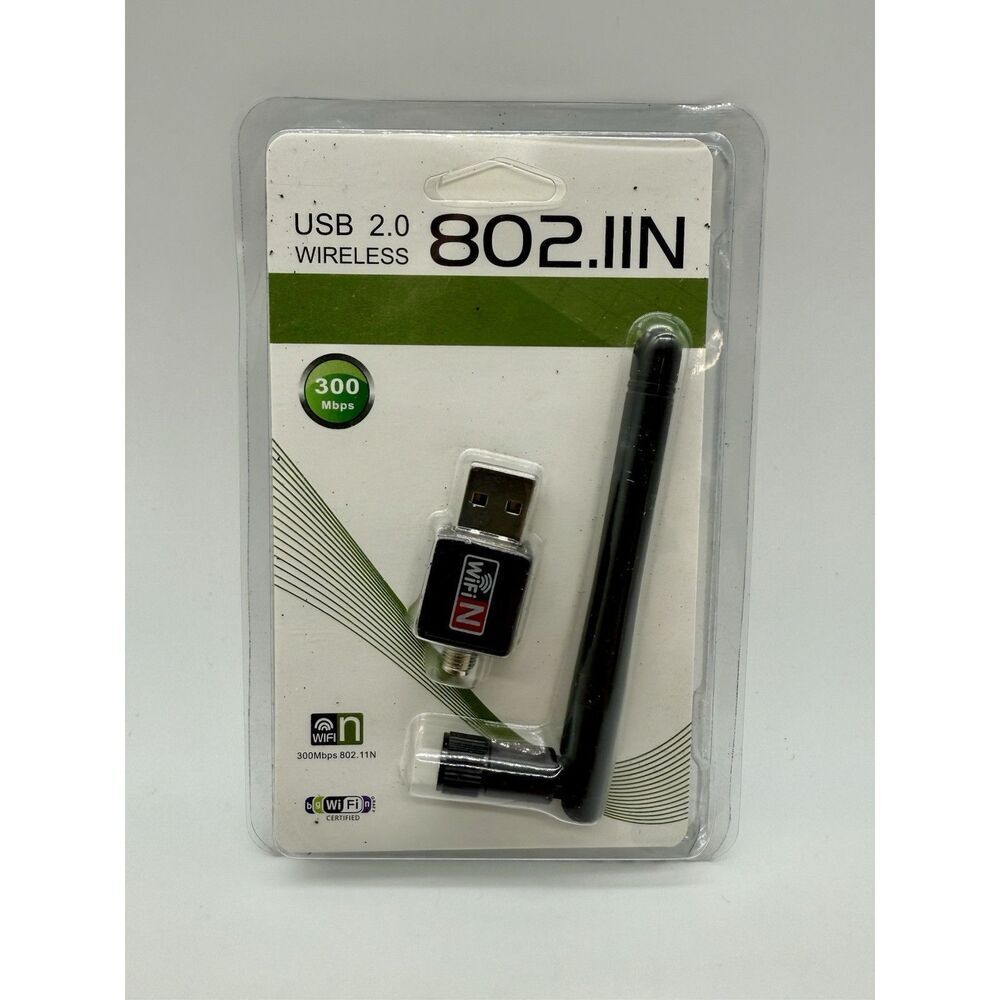 USB 2.0 Wireless 802.IIN W-Fi‎ Network Dongle Adapter 300 Mbps Black